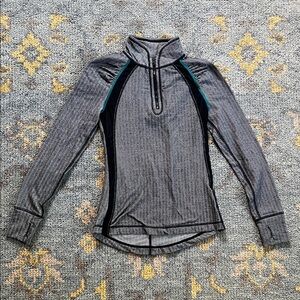 Gray and Black Women's work out quarter zip Top